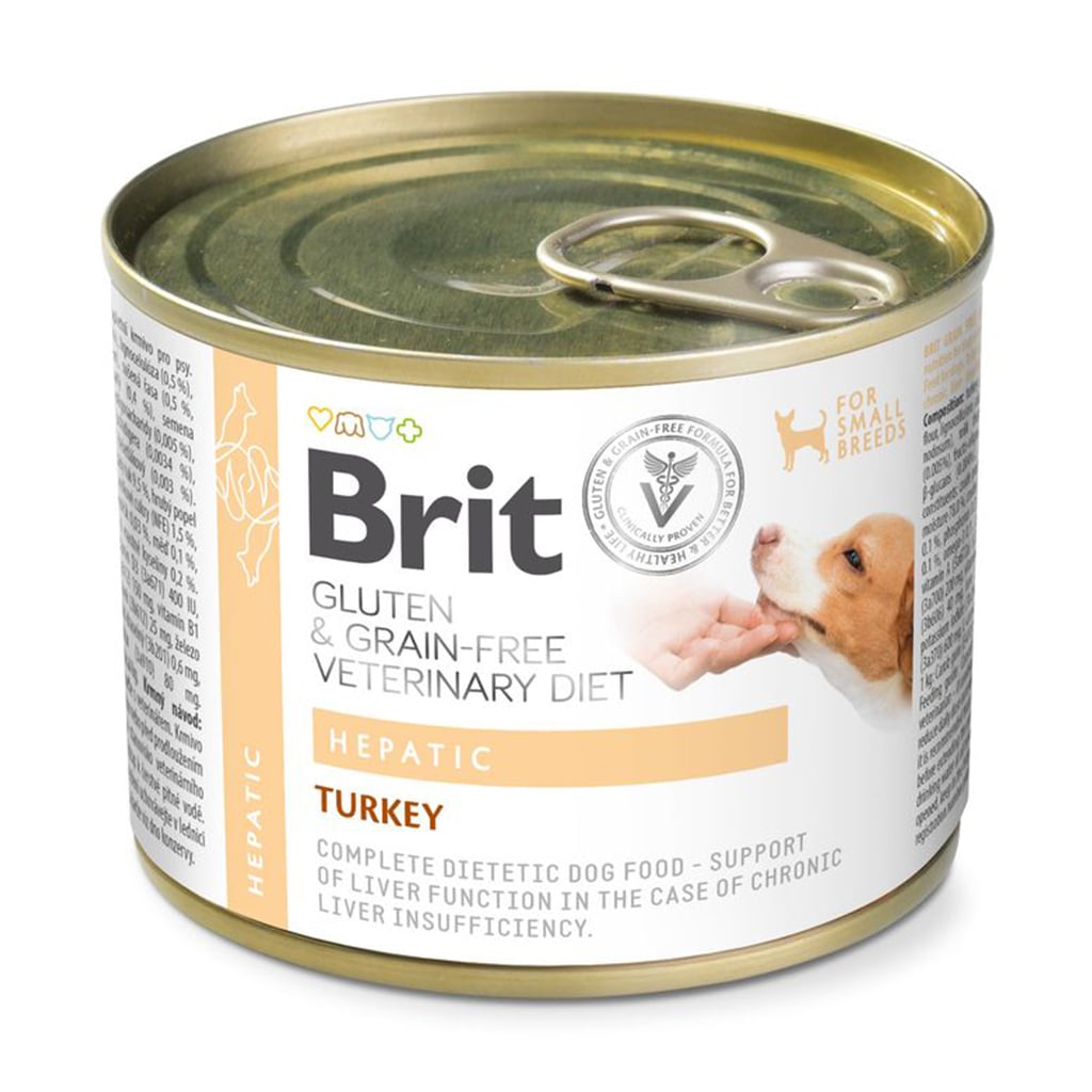 Вологий корм для собак Brit Veterinary Diet Hepatic для підтримки функцій печінки, з індичкою, 200 г